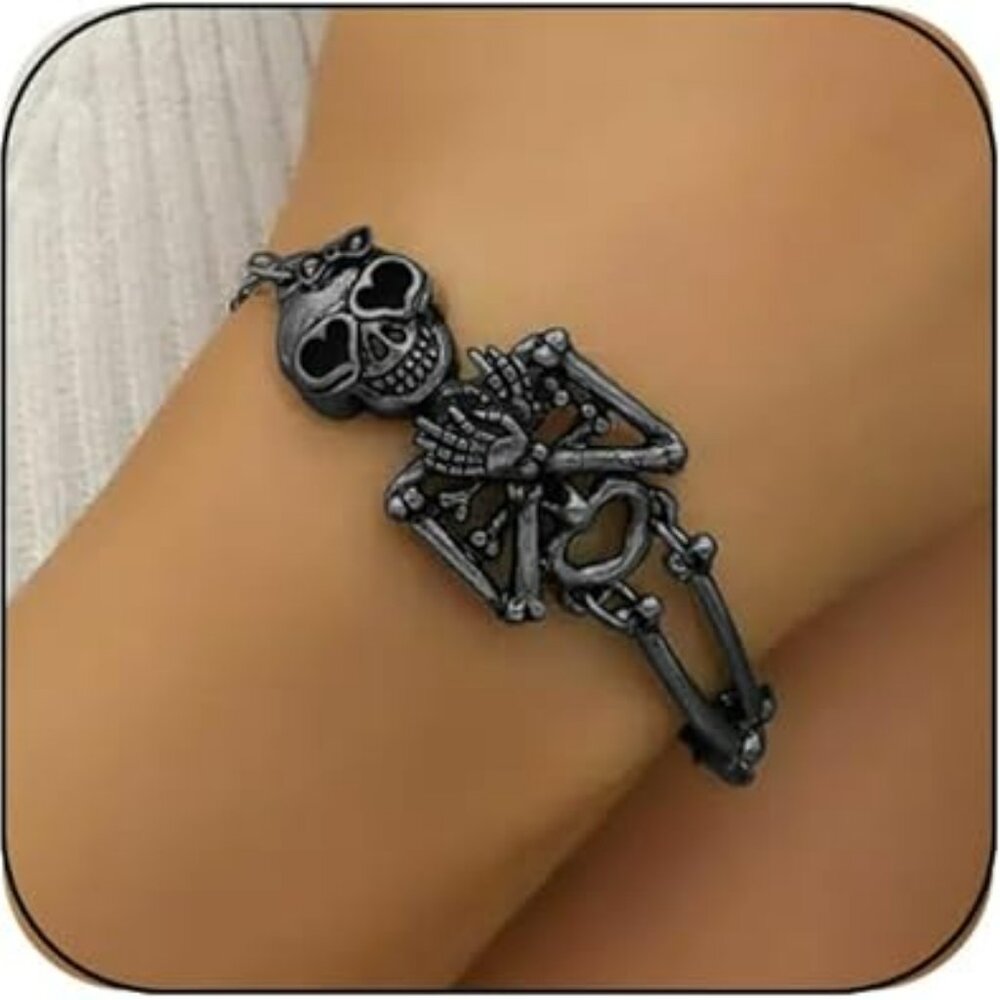 Gothic Skull Skeleton Bracelet for Women Goth Jewelry Black‎